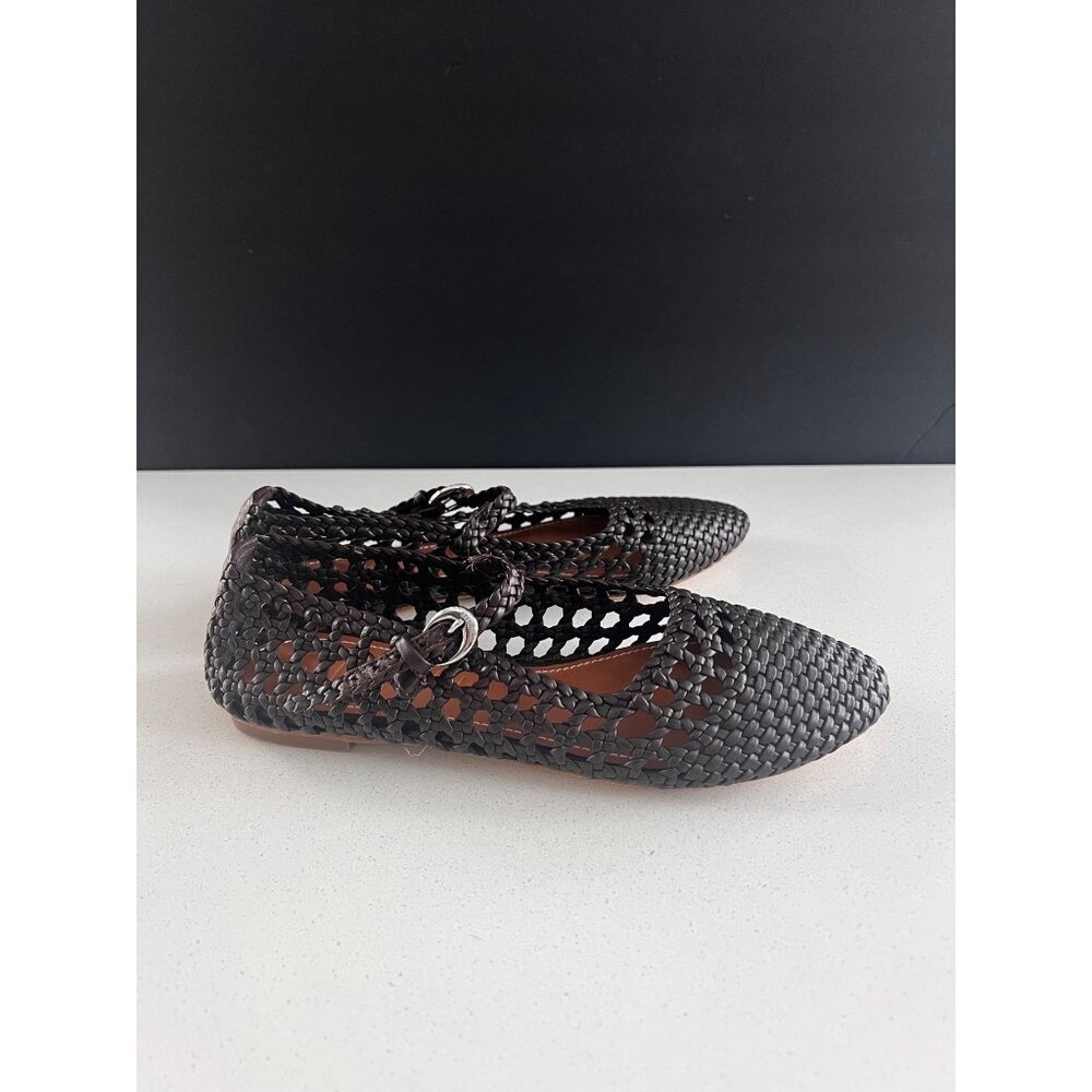 Staud Nell Leather Mary Janes espresso leather flats size 39 New - Picture 5 of 9